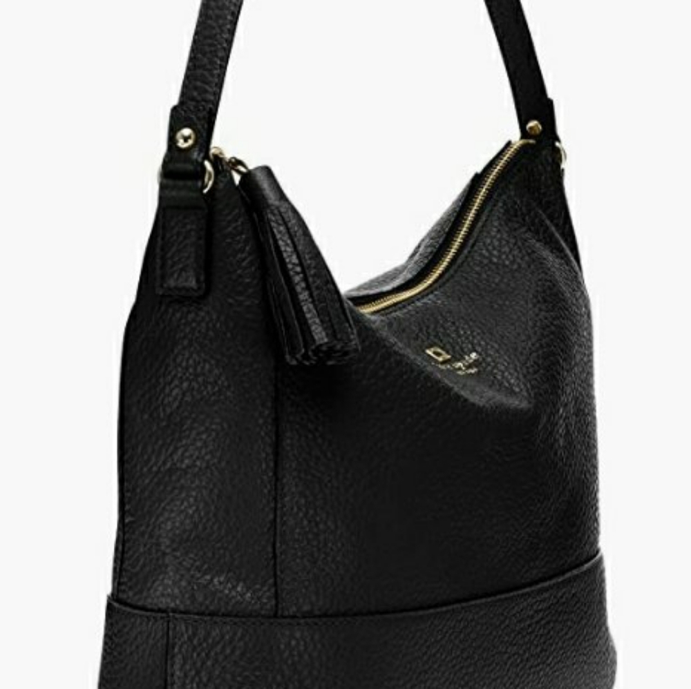 Kate Spade New York Southport Avenue Cathy Leather Hobo Bag, Black NWT